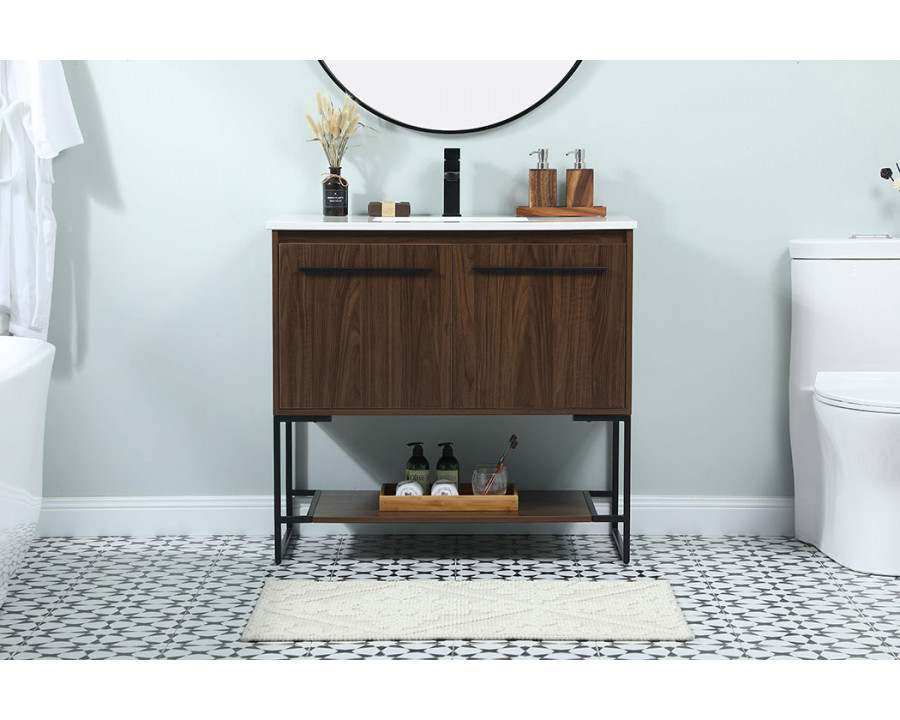 Elegant Bathroom Vanity - Walnut (VF42536MWT)