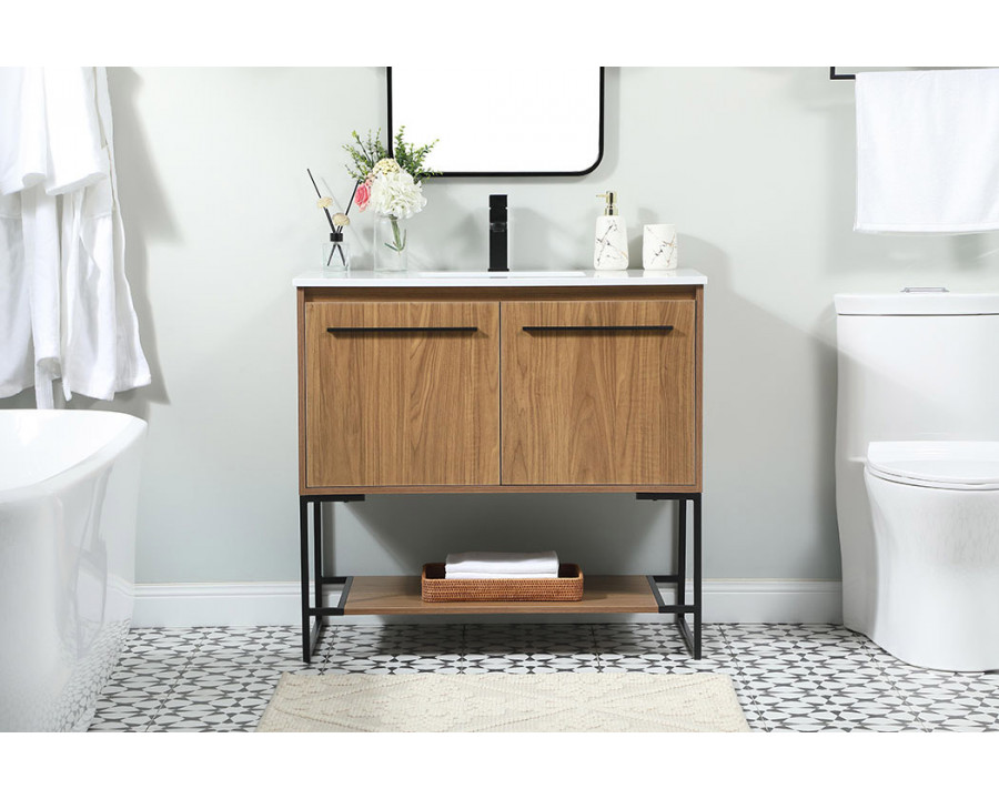 Elegant Bathroom Vanity - Walnut Brown (VF42536WB)