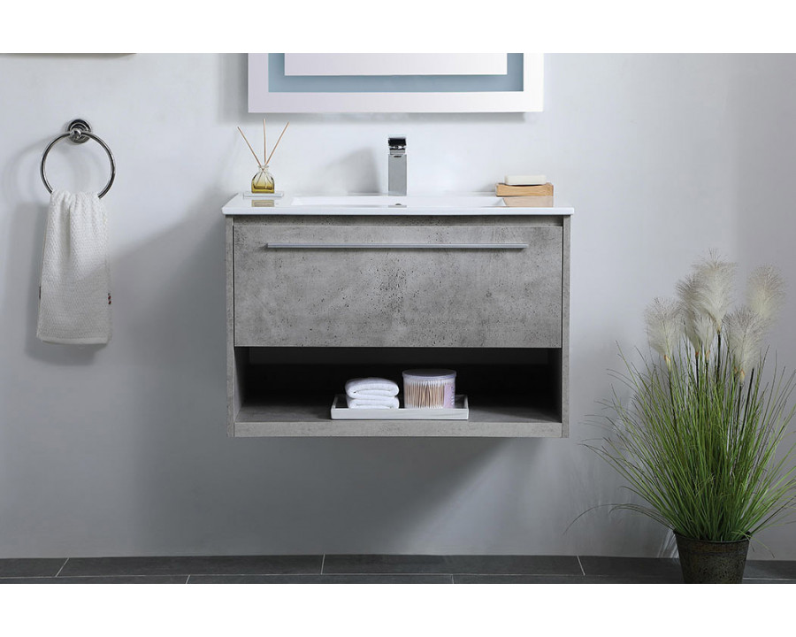 Elegant Bathroom Vanity - Concrete Gray, L 30" (VF43030CG)