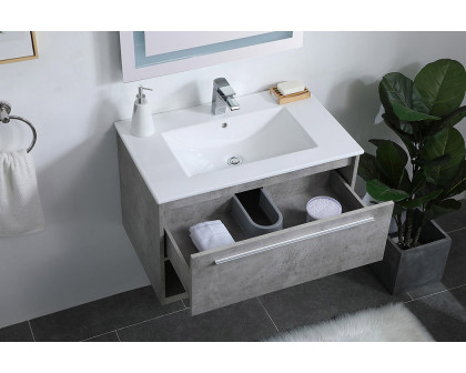 Elegant Bathroom Vanity - Concrete Gray, L 30" (VF43030CG)