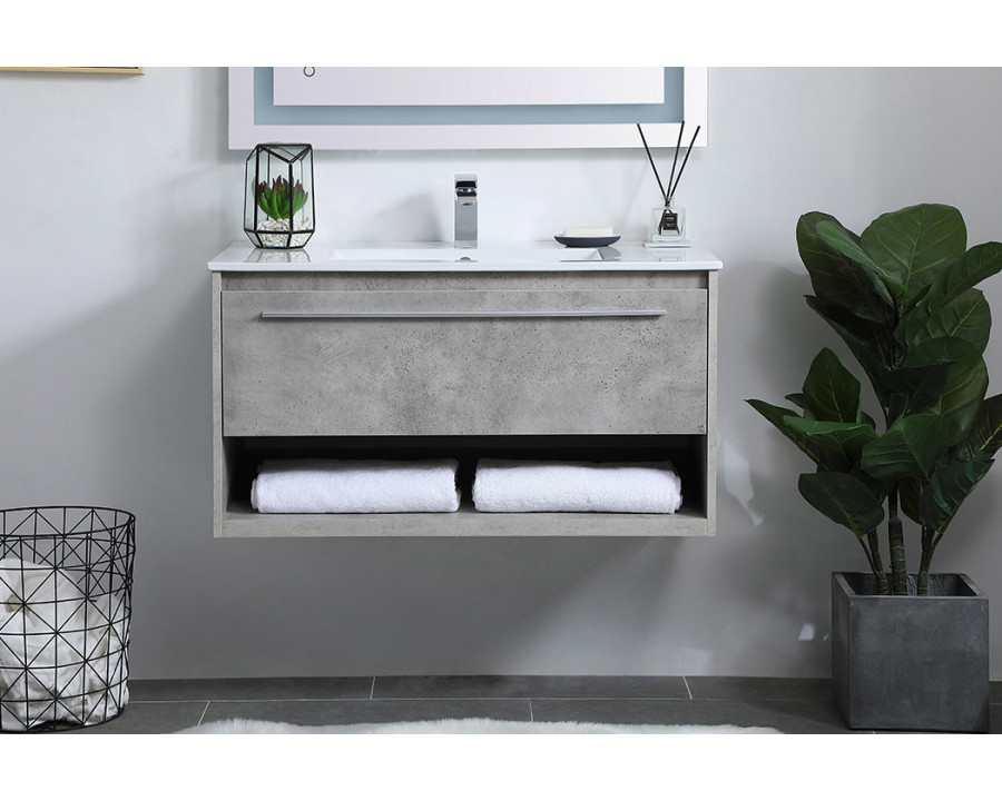 Elegant Bathroom Vanity - Concrete Gray, L 36" (VF43036CG)