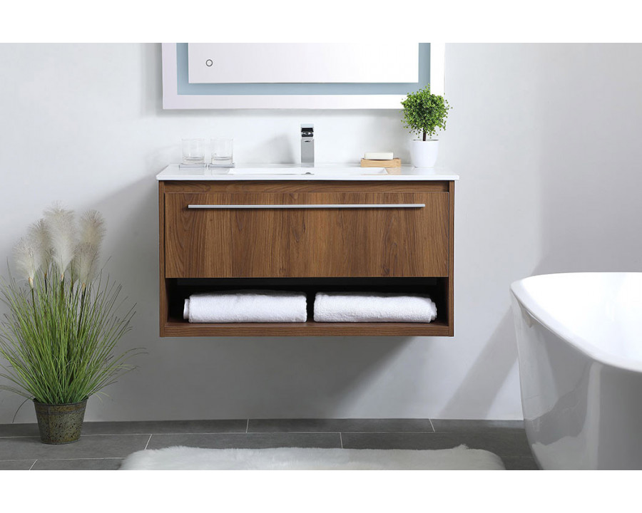 Elegant Bathroom Vanity - Walnut Brown, L 36" (VF43036WB)