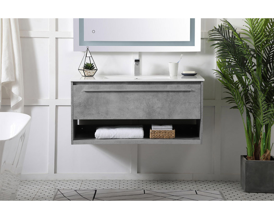 Elegant Bathroom Vanity - Concrete Gray, L 40" (VF43040CG)