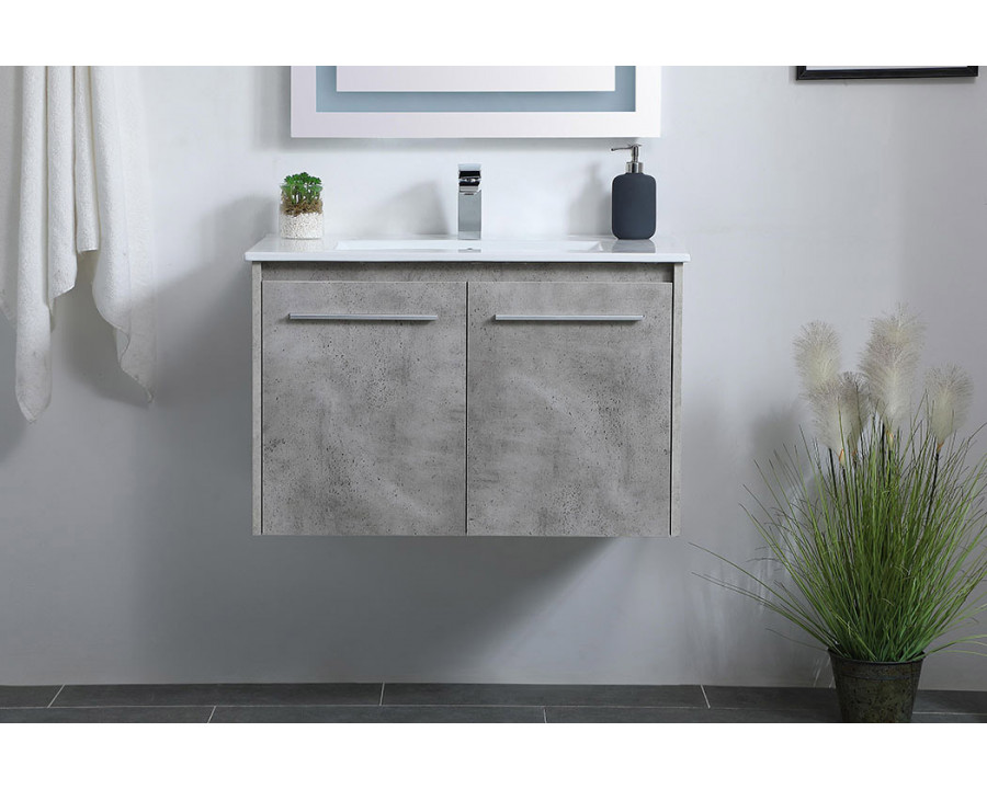 Elegant Bathroom Vanity - Concrete Gray, L 30" (VF44030CG)