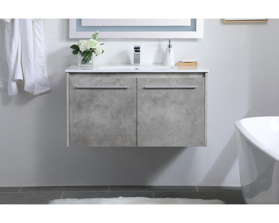 Elegant Bathroom Vanity - Concrete Gray, L 36" (VF44036CG)