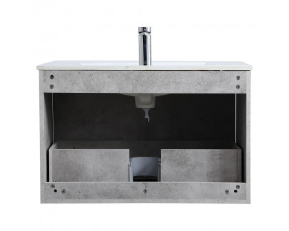 Elegant Bathroom Vanity - Concrete Gray, L 30" (VF45030CG)