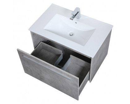 Elegant Bathroom Vanity - Concrete Gray, L 30" (VF45030CG)