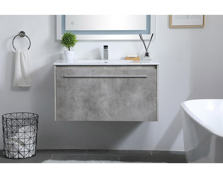 Elegant Bathroom Vanity - Concrete Gray, L 36" (VF45036CG)