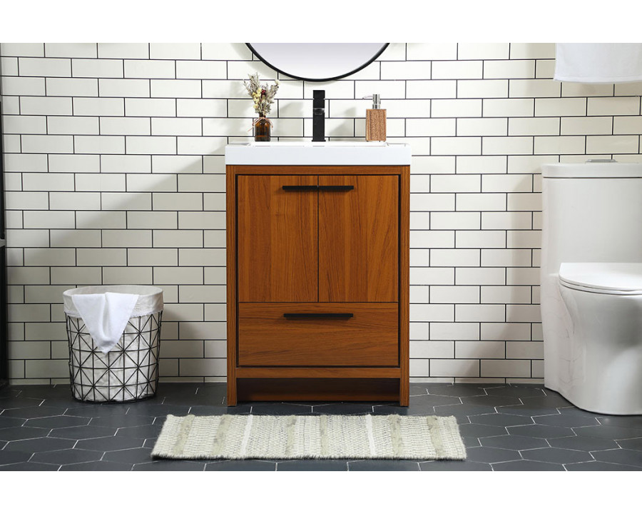 Elegant Bathroom Vanity - Teak, L 24" (VF46024MTK)