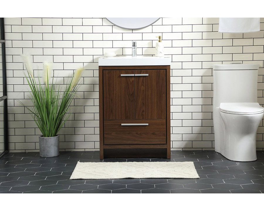 Elegant Bathroom Vanity - Walnut, L 24" (VF46024MWT)