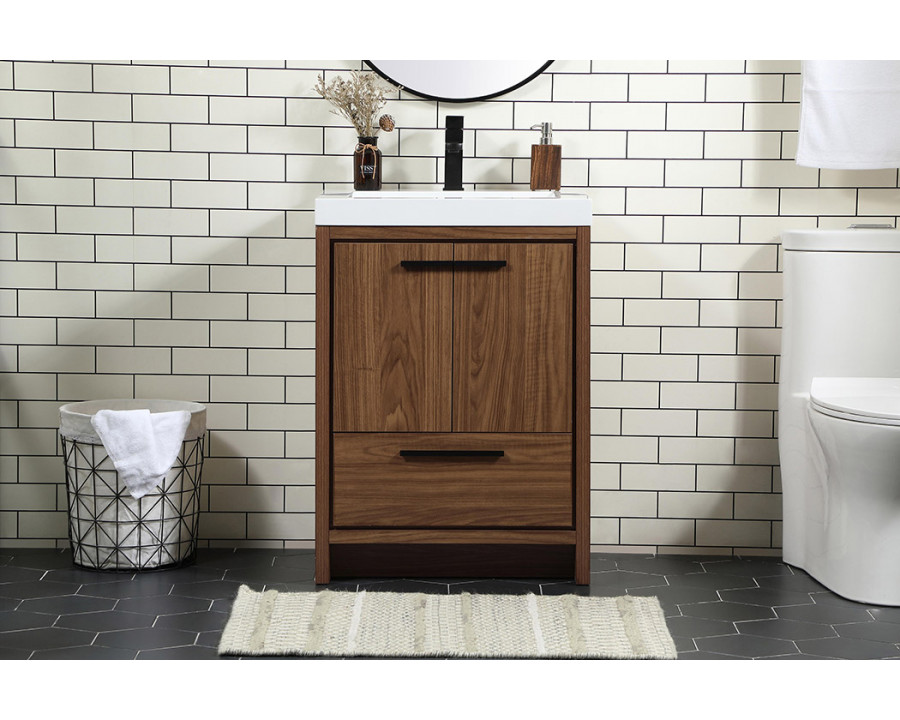 Elegant Bathroom Vanity - Walnut Brown, L 24" (VF46024WB)