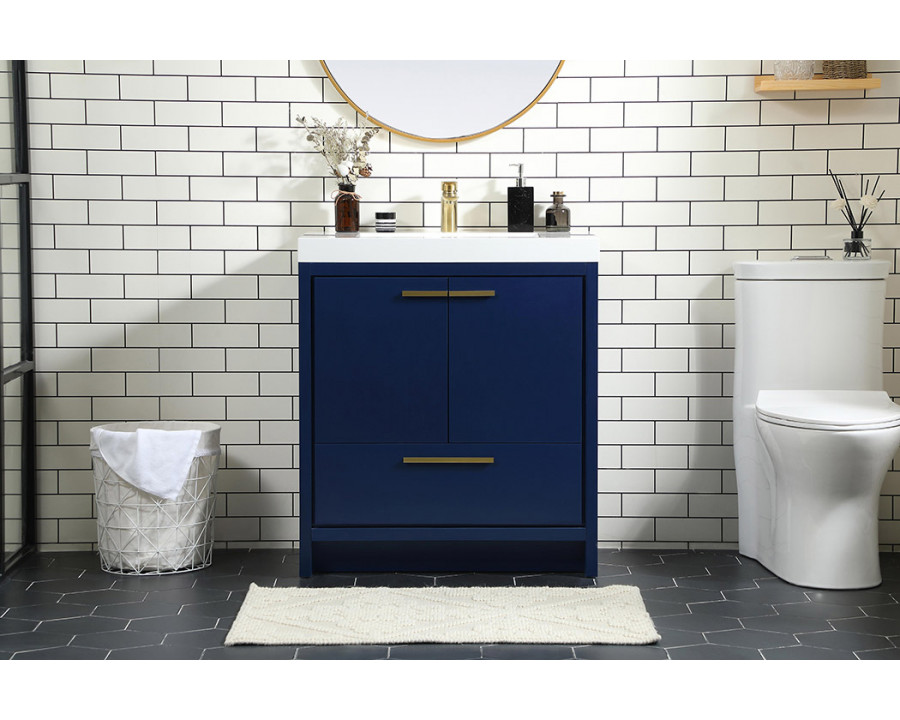 Elegant Bathroom Vanity - Blue, L 30" (VF46030MBL)