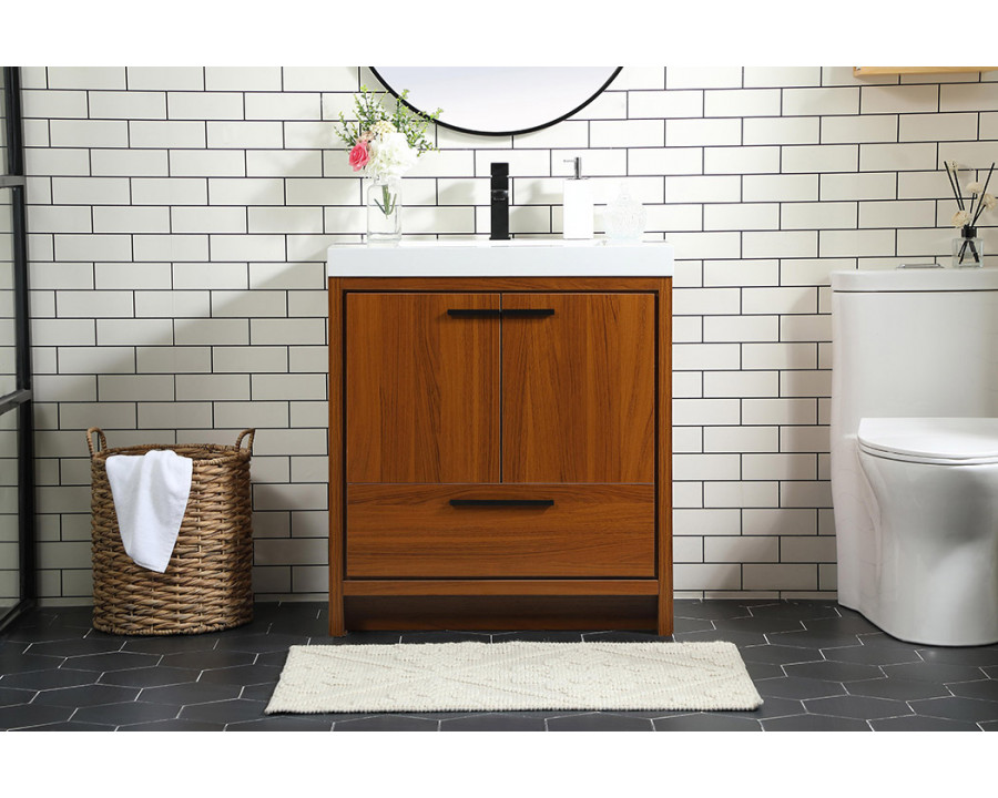 Elegant Bathroom Vanity - Teak, L 30" (VF46030MTK)