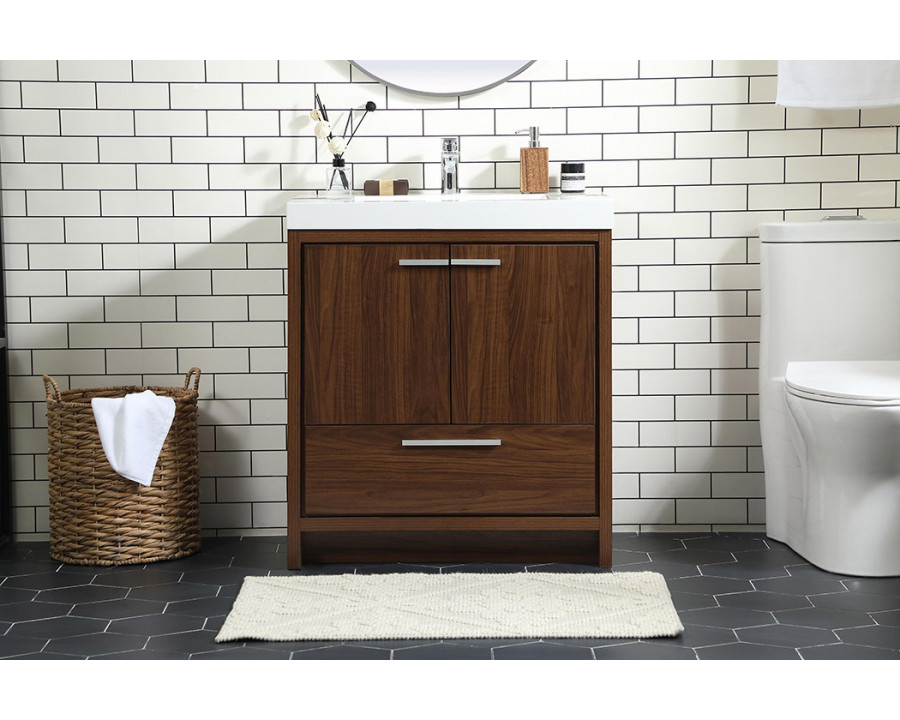 Elegant Bathroom Vanity - Walnut, L 30" (VF46030MWT)