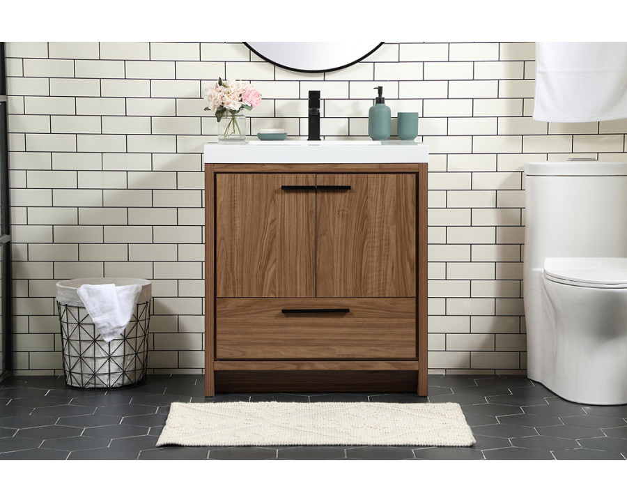 Elegant Bathroom Vanity - Walnut Brown, L 30" (VF46030WB)