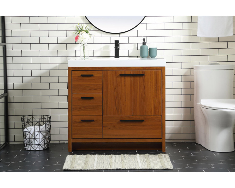 Elegant Bathroom Vanity - Teak, L 36" (VF46036MTK)