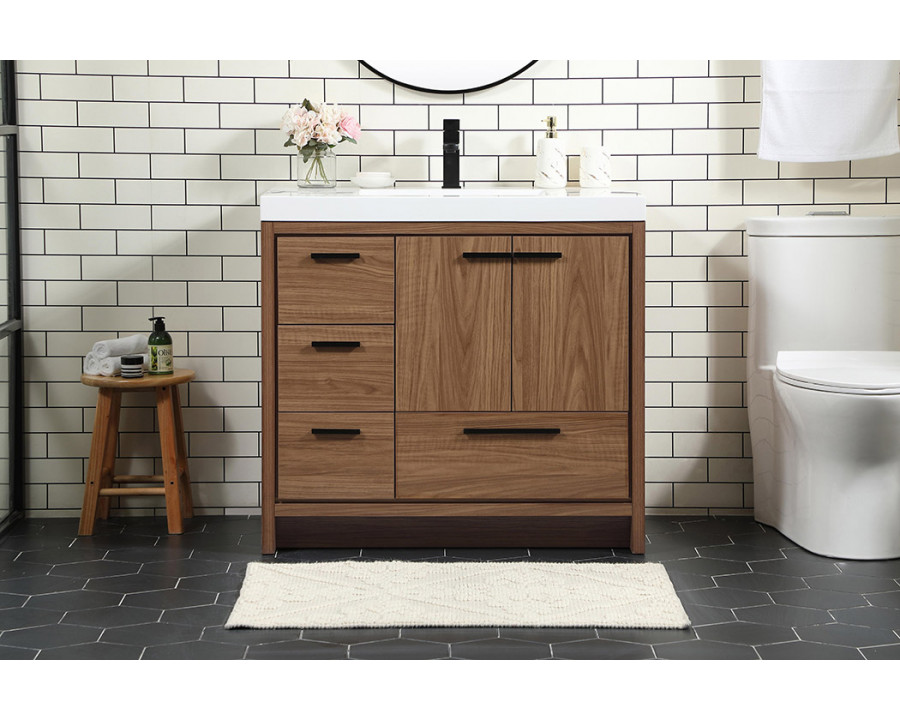 Elegant Bathroom Vanity - Walnut Brown, L 36" (VF46036WB)