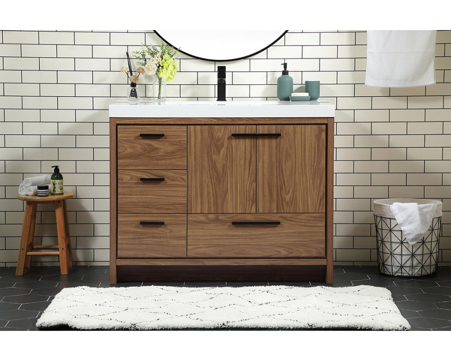 Elegant Bathroom Vanity - Walnut Brown, L 42" (VF46042WB)