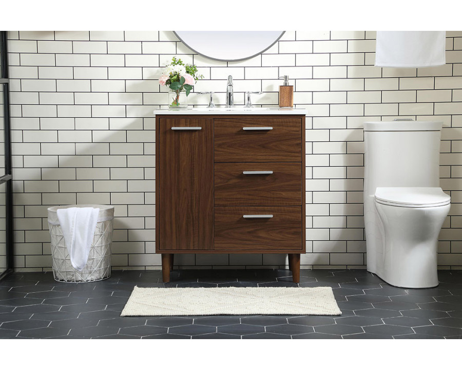 Elegant Bathroom Vanity - Walnut (VF47030MWT)