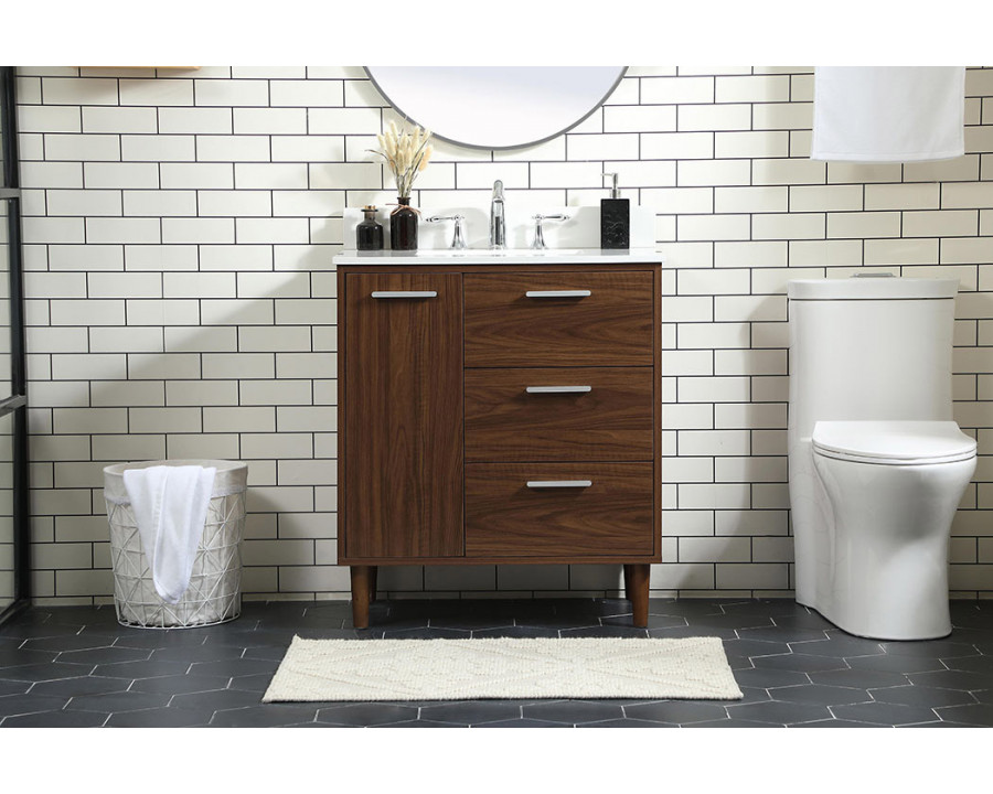 Elegant Bathroom Vanity - Walnut (VF47030MWT-BS)