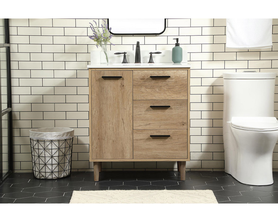 Elegant Bathroom Vanity - Natural Oak (VF47030NT-BS)