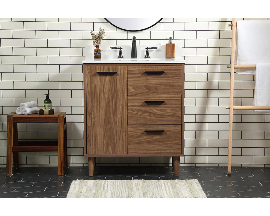 Elegant Bathroom Vanity - Walnut Brown (VF47030WB-BS)