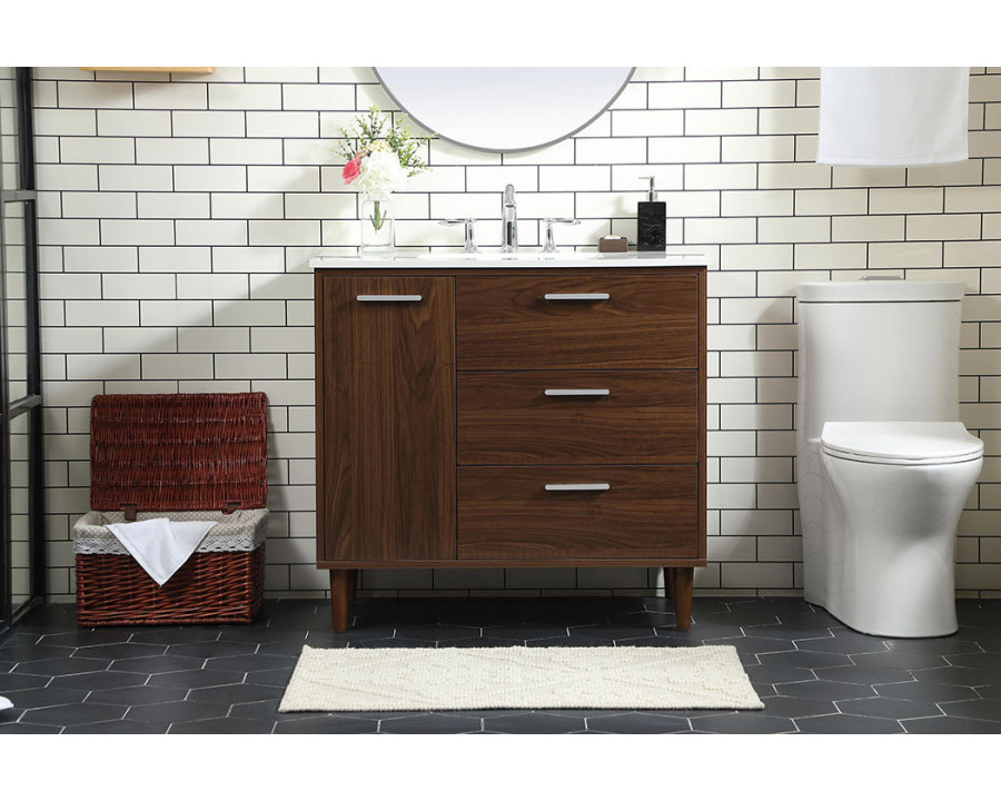 Elegant Bathroom Vanity - Walnut (VF47036MWT)