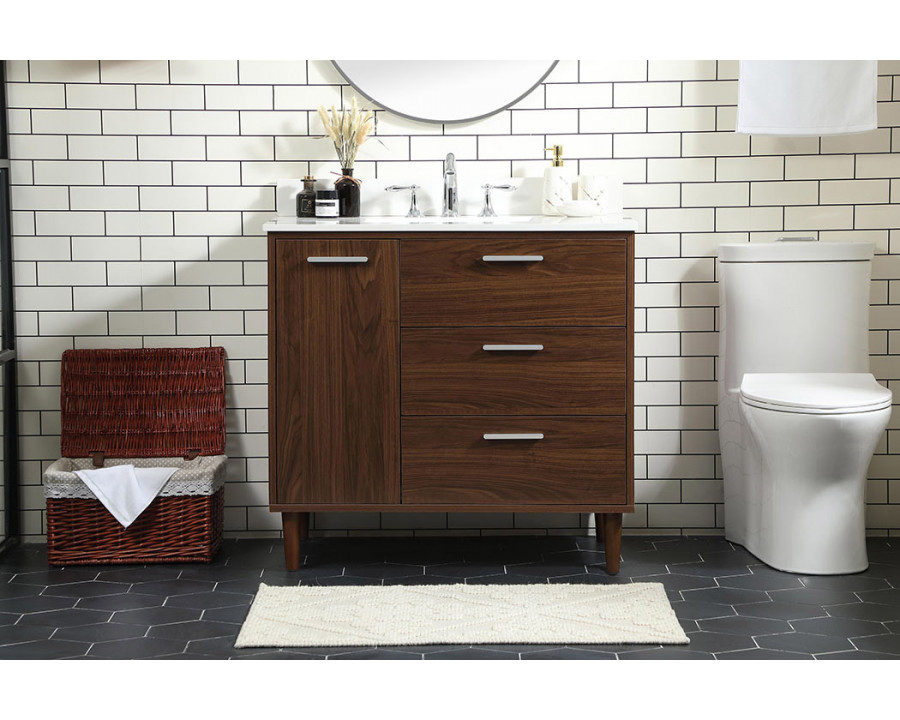 Elegant Bathroom Vanity - Walnut (VF47036MWT-BS)