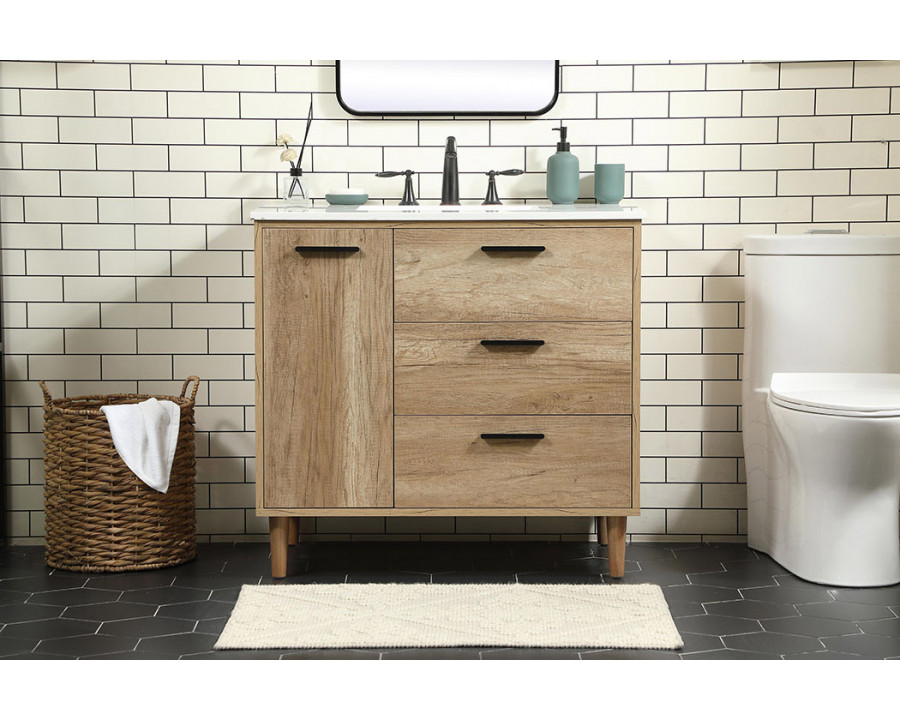 Elegant Bathroom Vanity - Natural Oak (VF47036NT)