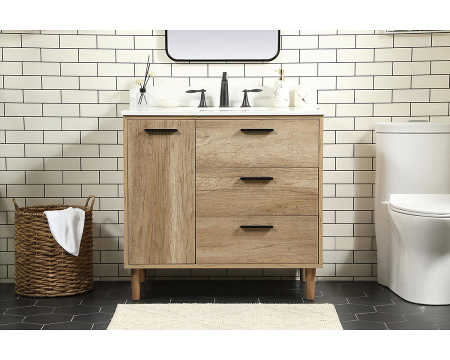 Elegant Bathroom Vanity - Natural Oak (VF47036NT-BS)