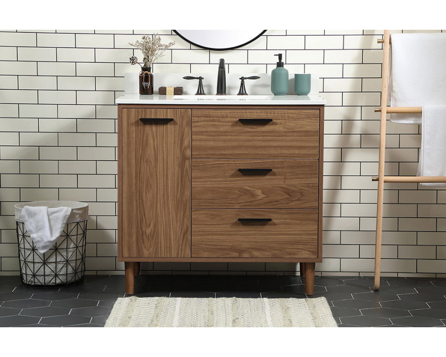 Elegant Bathroom Vanity - Walnut Brown (VF47036WB-BS)