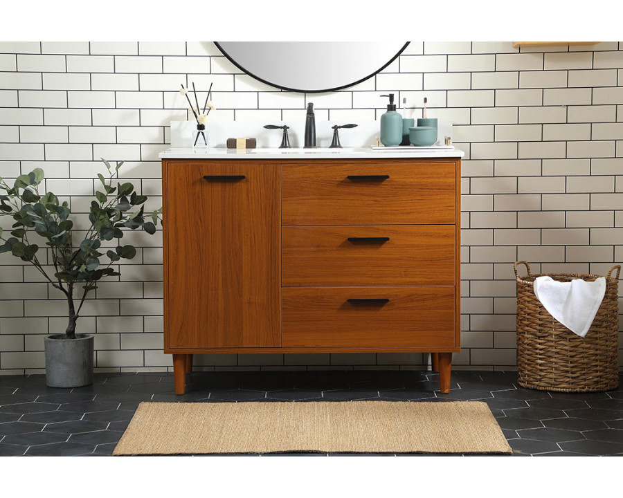 Elegant Bathroom Vanity - Teak (VF47042MTK-BS)