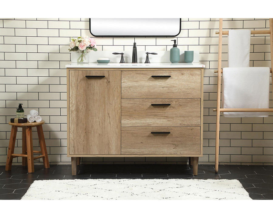 Elegant Bathroom Vanity - Natural Oak (VF47042NT-BS)