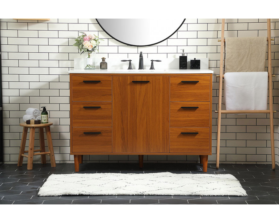 Elegant Bathroom Vanity - Teak (VF47048MTK-BS)