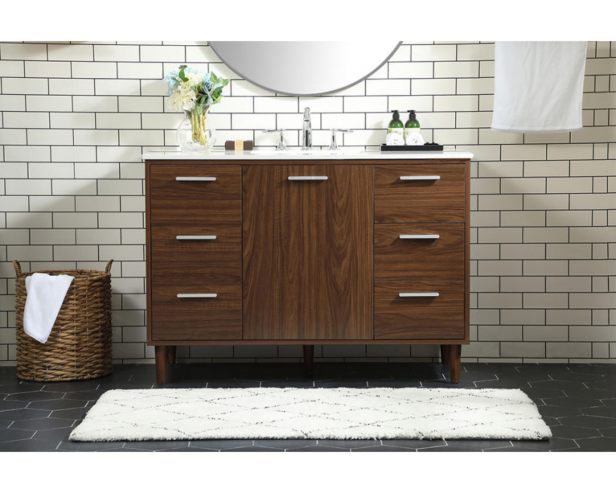 Elegant Bathroom Vanity - Walnut (VF47048MWT)