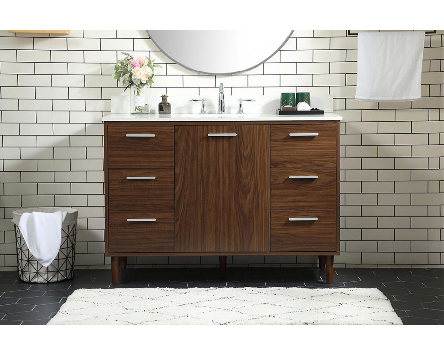 Elegant Bathroom Vanity - Walnut (VF47048MWT-BS)