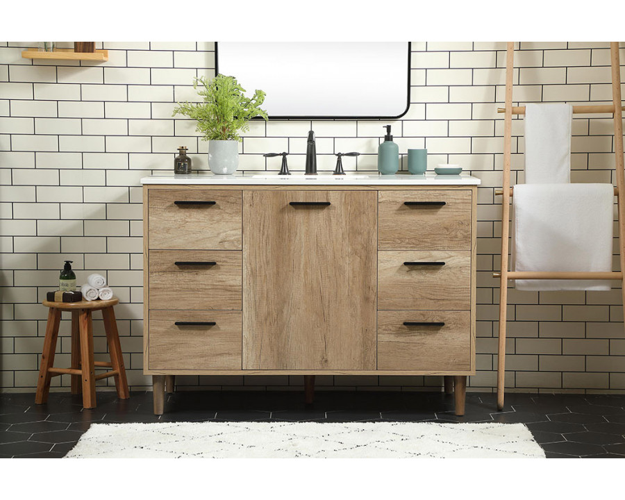 Elegant Bathroom Vanity - Natural Oak (VF47048NT)