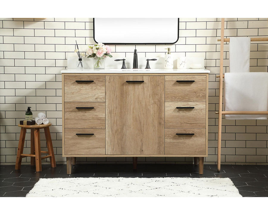 Elegant Bathroom Vanity - Natural Oak (VF47048NT-BS)