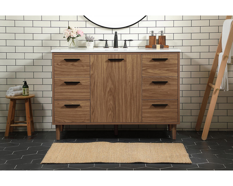 Elegant Bathroom Vanity - Walnut Brown (VF47048WB)