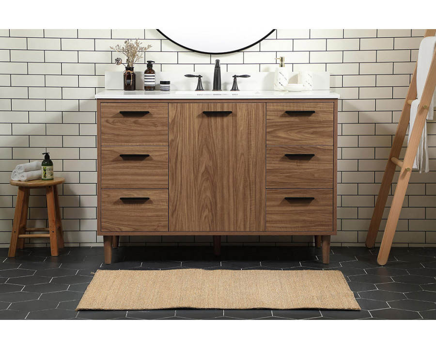 Elegant Bathroom Vanity - Walnut Brown (VF47048WB-BS)