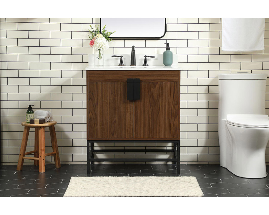 Elegant Bathroom Vanity - Walnut (VF48830MWT-BS)