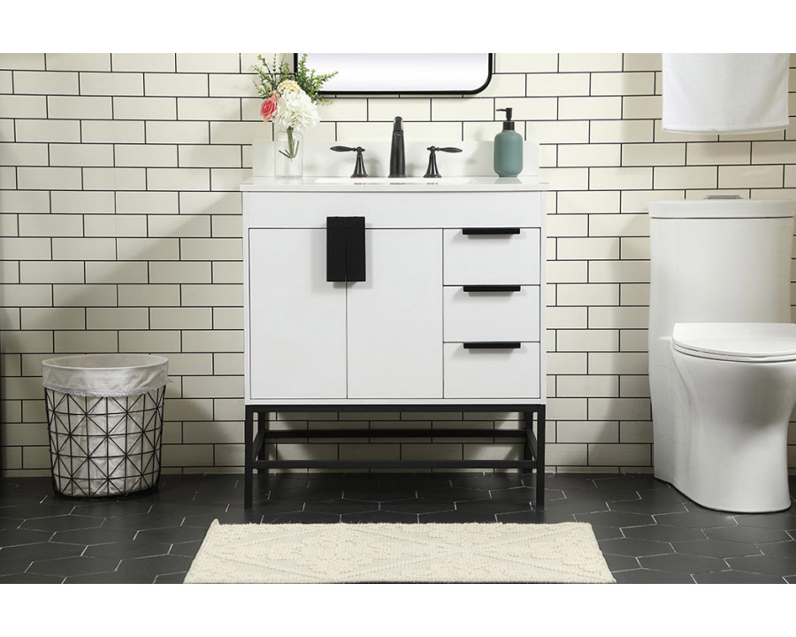 Elegant Bathroom Vanity - White (VF48832MWH-BS)