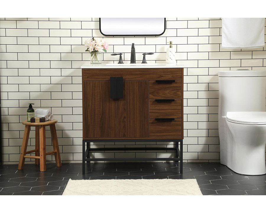 Elegant Bathroom Vanity - Walnut (VF48832MWT)