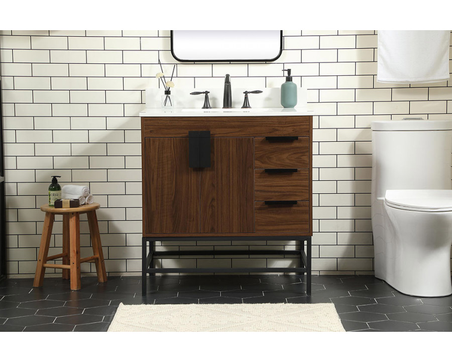 Elegant Bathroom Vanity - Walnut (VF48832MWT-BS)