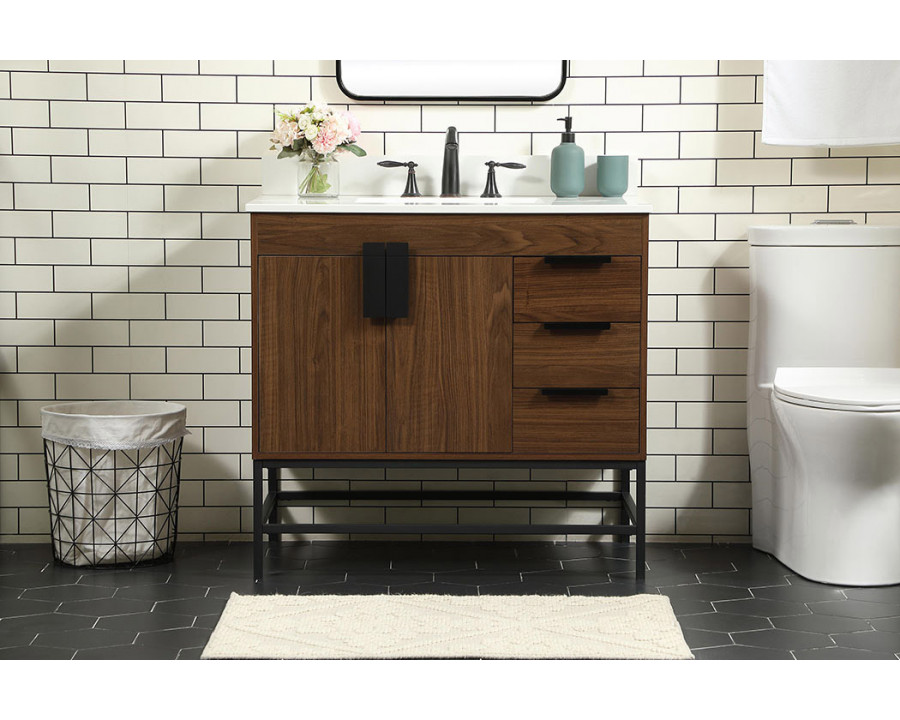 Elegant Bathroom Vanity - Walnut (VF48836MWT-BS)