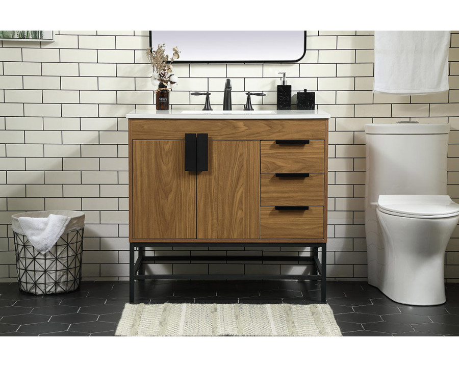 Elegant Bathroom Vanity - Walnut Brown (VF48836WB)