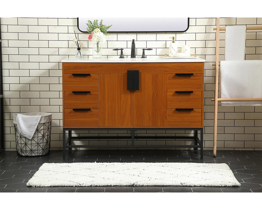 Elegant Bathroom Vanity - Teak (VF488W48MTK)