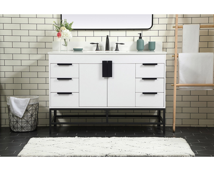 Elegant Bathroom Vanity - White (VF488W48MWH-BS)