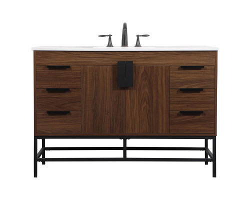 Elegant Bathroom Vanity - Walnut (VF488W48MWT)