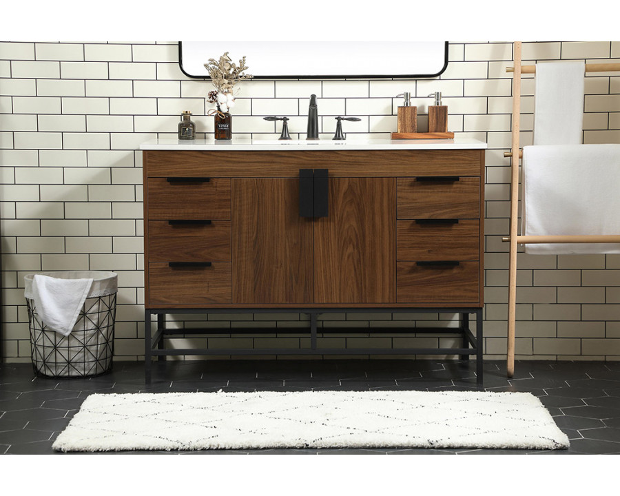 Elegant Bathroom Vanity - Walnut (VF488W48MWT)